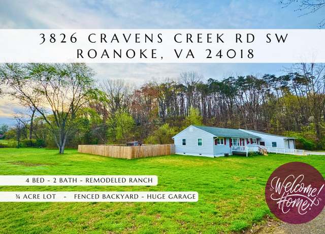 Property at 3826 Cravens Creek Rd SW, Roanoke, VA 24018, 4 beds, 2 baths