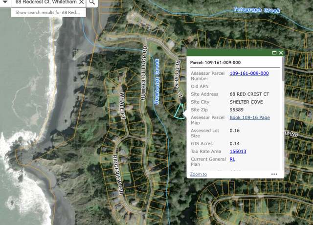 Property at 68 Redcrest Ct, Shelter Cove, CA 95589