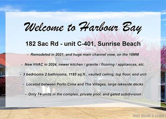 Property at 182 Sac Rd Unit C401, Sunrise Beach, MO 65079, 3 beds, 2 baths
