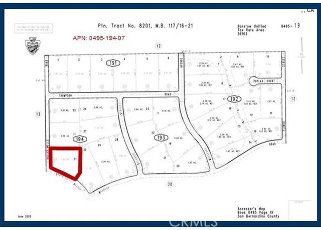 Property at 1-AC Santa Fe Ave, Hinkley, CA 92347
