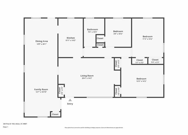 Property at 349 Pine Dr NW, Aiken, SC 29801, 3 beds, 1 bath