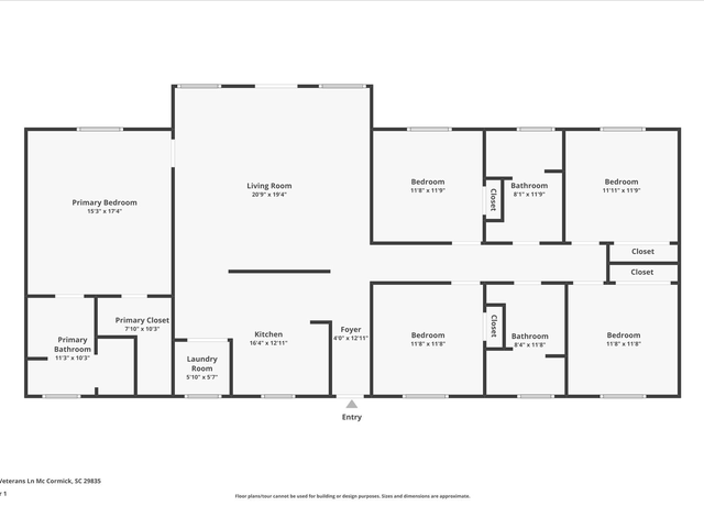 Property at 108 Veterans Ln, Mc Cormick, SC 29835, 5 beds, 3 baths