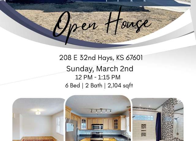 Property at 208 E 32nd St St, Hays, KS 67601, 6 beds, 2 baths