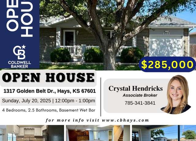 Property at 1317 Golden Belt Dr, Hays, KS 67601, 4 beds, 2.5 baths