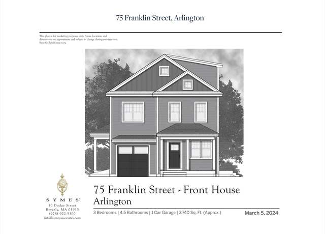 Property at 75 Franklin St, Arlington, MA 02474, 4 beds, 4.5 baths