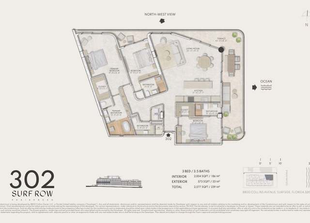 Property at Residence 302 Plan, Surfside, FL 33154, 3 beds, 3.5 baths