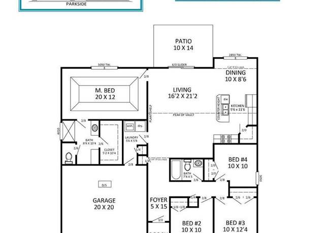 Property at The Parkside Plan, Longs, SC 29568, 4 beds, 2 baths