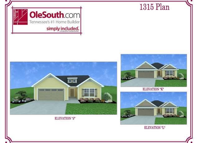 Property at 1315 Elevation JKL Plan, Manchester, TN 37355, 3 beds, 2 baths