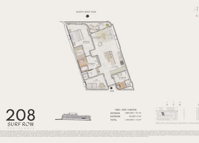 Property at Residence 208 Plan, Surfside, FL 33154, 1 bed, 2 baths
