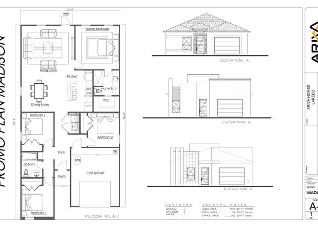 Property at Madison Plan, Laredo, TX 78046, 4 beds, 2 baths