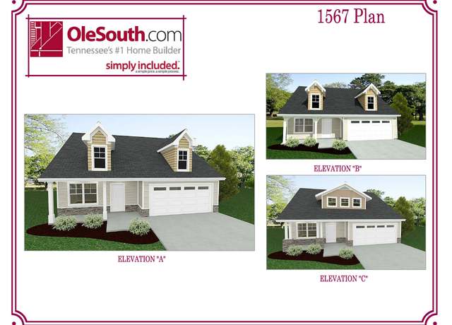 Property at 1567 Elevation ABC Plan, Shelbyville, TN 37160, 3 beds, 2.5 baths