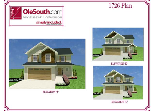 Property at 1726 Elevation JKL Plan, Manchester, TN 37355, 3 beds, 2.5 baths