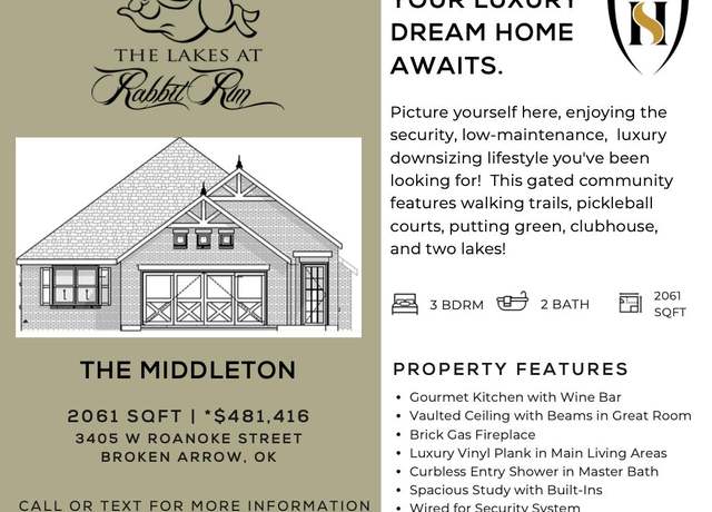 Property at Middleton Plan, Broken Arrow, OK 74011, 3 beds, 2 baths