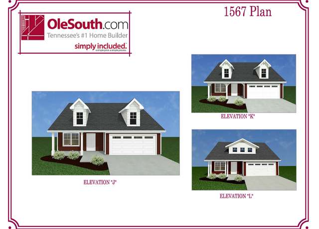 Property at 1567 Elevation JKL Plan, Manchester, TN 37355, 3 beds, 2.5 baths