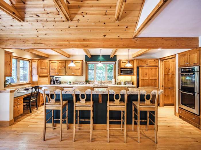 Manzanita Rustic Solid Wood Small Kitchen Island with Drawers.