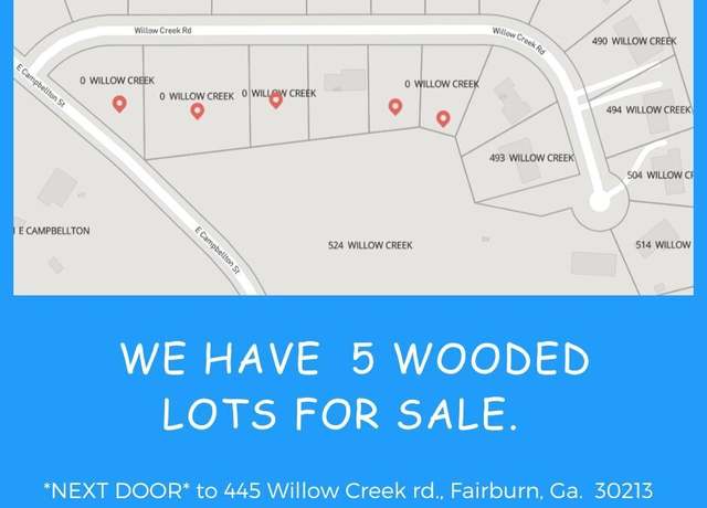 Property at 0 Willow Creek Rd Lot 1,2,3,5,6, Fairburn, GA 30213