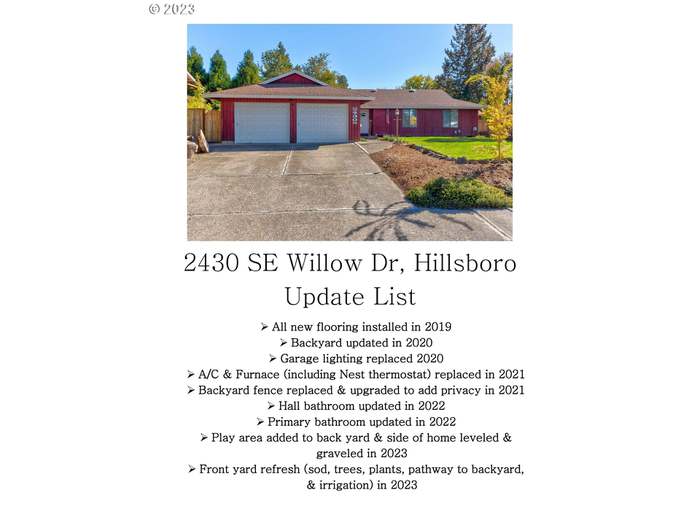 2430 SE Willow Dr, Hillsboro, OR 97123, MLS# 23202825
