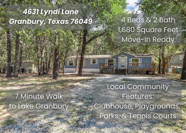 Property at 4631 Lyndi Ln, Granbury, TX 76049, 4 beds, 2 baths