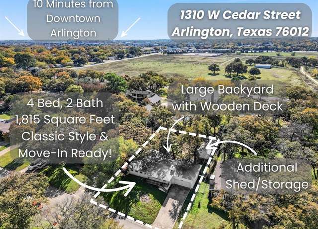 Property at 1310 W Cedar St, Arlington, TX 76012, 4 beds, 2 baths
