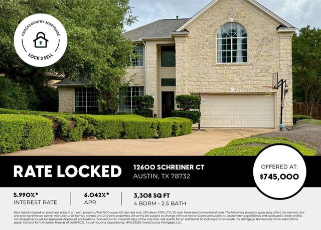 Property at 12600 Schreiner Ct, Austin, TX 78732, 4 beds, 2.5 baths