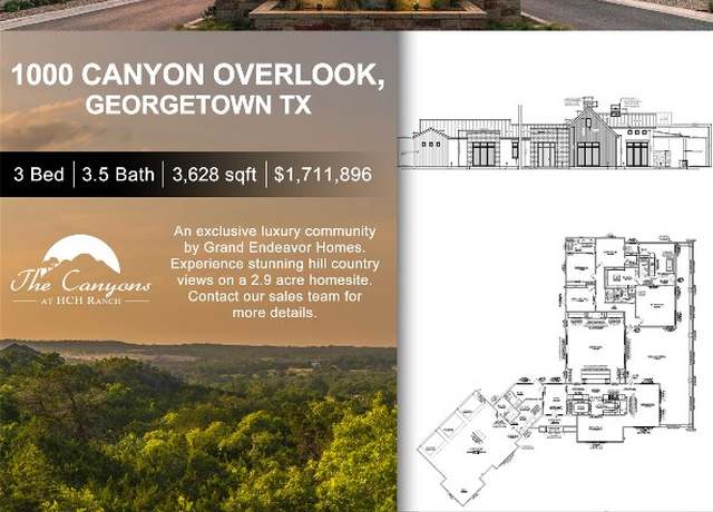 Property at 1000 Canyon Overlook, Georgetown, TX 78633, 3 beds, 3.5 baths