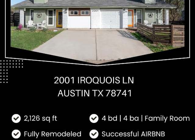 Property at 2001 Iroquois Ln, Austin, TX 78741, 4 beds, 4 baths