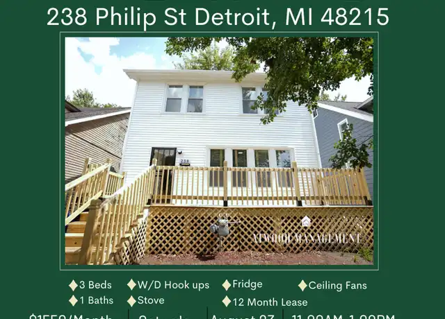 Property at 238 Philip St, Detroit, MI, 48215, 3 beds, 1 bath, [object Object]