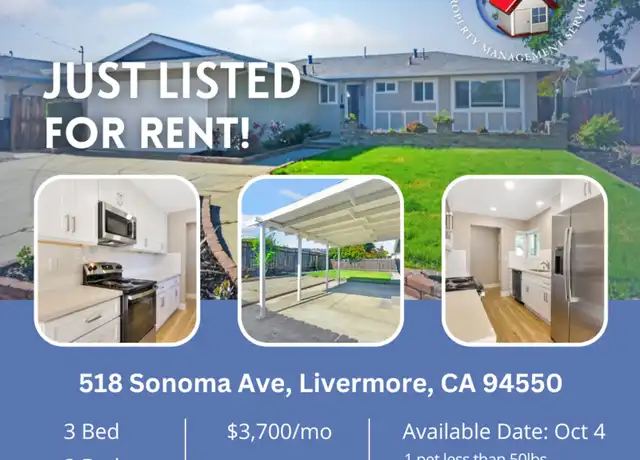 Property at 518 Sonoma Ave, Livermore, CA, 94550, 3 beds, 2 baths, [object Object]