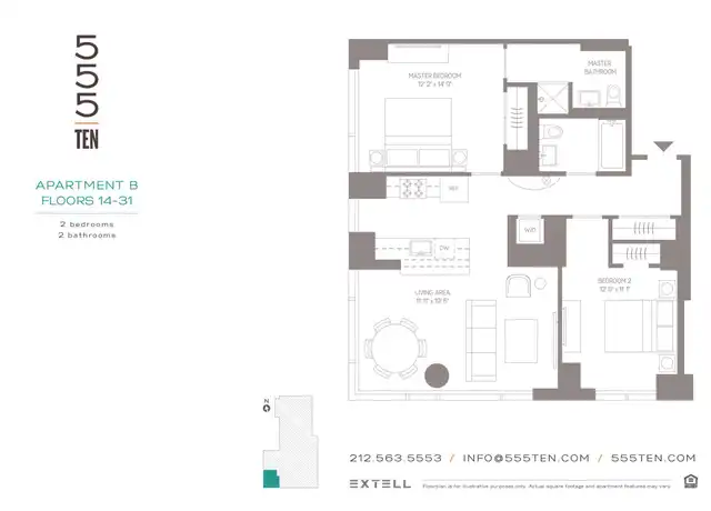 Property at 555 10th Ave Unit 20B, New York, NY, 10018, 2 beds, 2 baths, [object Object]