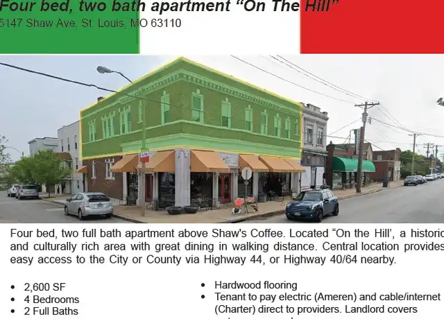 Property at 5147 Shaw Ave Unit A, St. Louis, MO, 63110, 4 beds, 2 baths, [object Object]