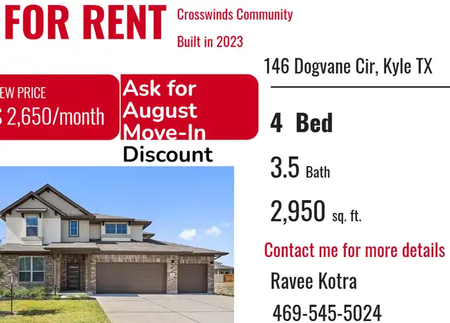 Property at 146 Dogvane Cir, Kyle, TX, 78640, 4 beds, 3.5 baths, [object Object]