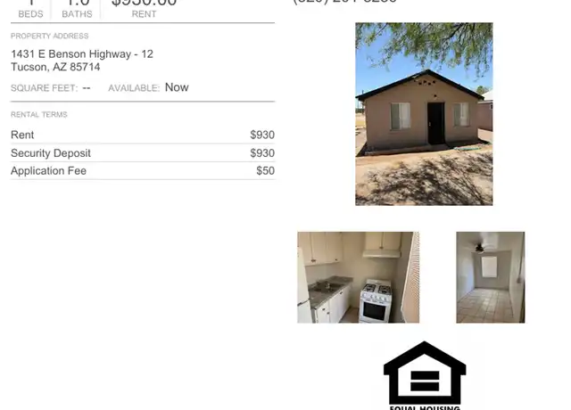 Property at 1431 E Benson Hwy Unit 12, Tucson, AZ, 85714, 1 bed, 1 bath, [object Object]