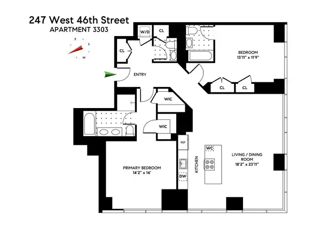 Property at 247 W 46th St #3303, New York, NY, 10036, 2 beds, 2.5 baths, [object Object]
