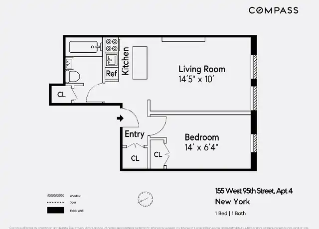 Property at 155 W 95th St Unit 6, New York, NY, 10025, 1 bed, 1 bath, [object Object]