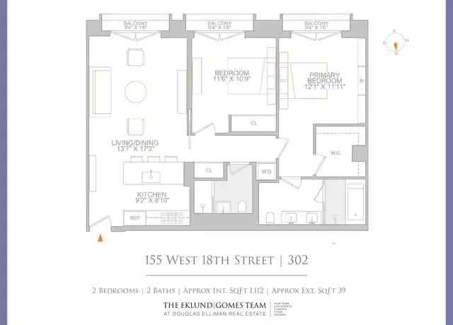 Property at 155 W 18th St #302, New York, NY, 10011, 2 beds, 2 baths, [object Object]