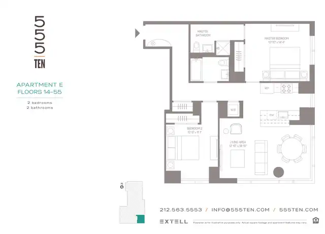 Property at 555 10th Ave Unit 41E, New York, NY, 10018, 2 beds, 2 baths, [object Object]