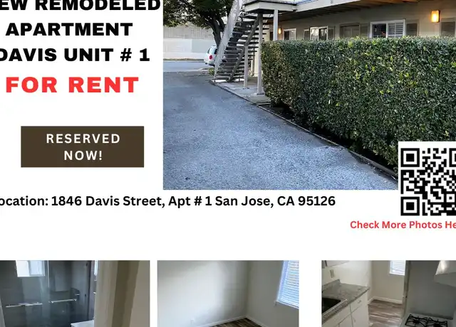 Property at 1846 Davis St Unit 1, San Jose, CA, 95126, 1 bed, 1 bath, [object Object]