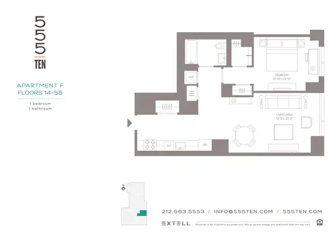 Property at 555 10th Ave Unit 15F, New York, NY, 10018, 1 bed, 1 bath, [object Object]