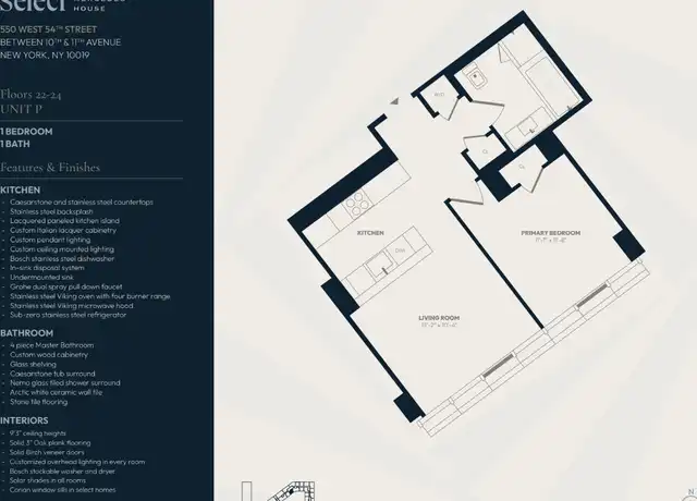 Property at 550 W 54th St Unit 23-P, New York, NY, 10019, 1 bed, 1 bath, [object Object]