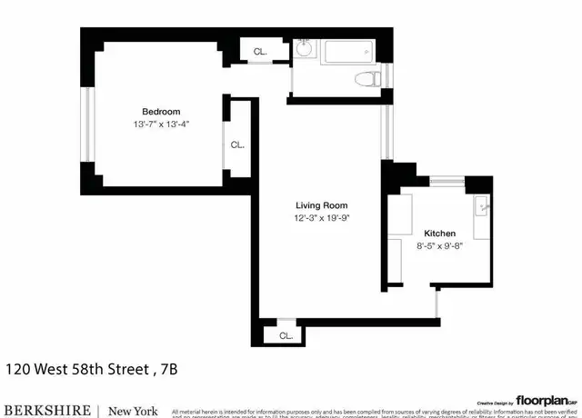 Property at 120 W 58th St Unit 7B, New York, NY, 10019, 1 bed, 1 bath, [object Object]