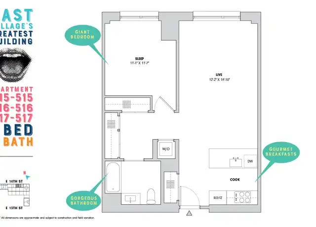 Property at 510 E 14th St Unit 315, New York, NY, 10009, 1 bed, 1 bath, [object Object]