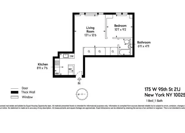 Property at 175 W 95th St, New York, NY, 10025, 1 bed, 1 bath, [object Object]