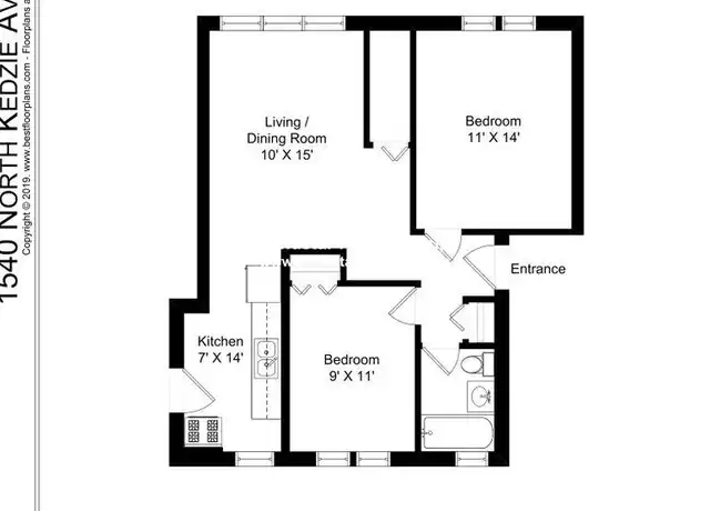 Property at 1540 N Kedzie Ave, Chicago, IL, 60651, 2 beds, 1 bath, [object Object]