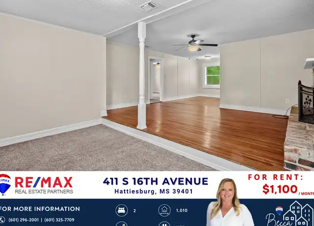Property at 411 S 16th Ave, Hattiesburg, MS, 39401, 2 beds, 1 bath, [object Object]