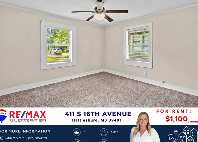 Property at 411 S 16th Ave, Hattiesburg, MS, 39401, 2 beds, 1 bath, [object Object]