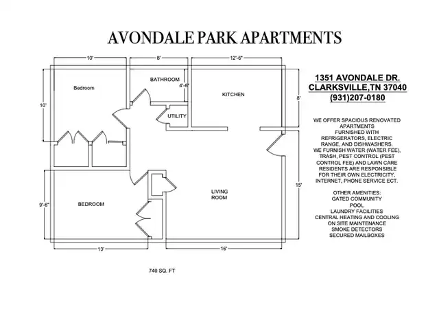 Property at 1351 Avondale Dr Unit 2 BEDROOM, Clarksville, TN, 37040, 2 beds, 1 bath, [object Object]