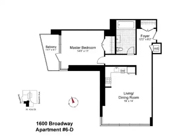 Property at 1600 Broadway Unit 11D, New York, NY, 10019, 1 bed, 1 bath, [object Object]