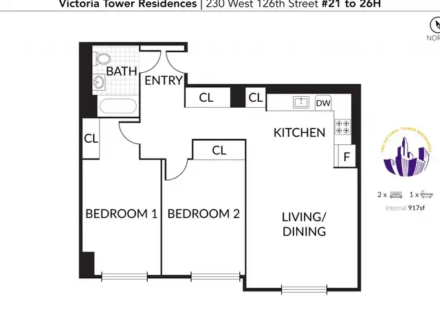 Property at 230 W 126th St Unit 26-H, New York, NY, 10027, 2 beds, 1 bath, [object Object]