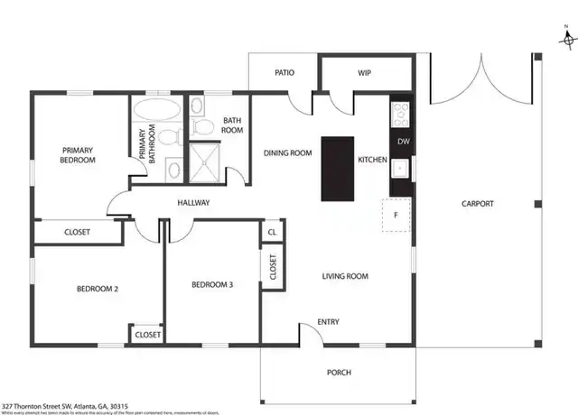 Property at 327 Thornton St SW, Atlanta, GA, 30315, 3 beds, 2 baths, [object Object]