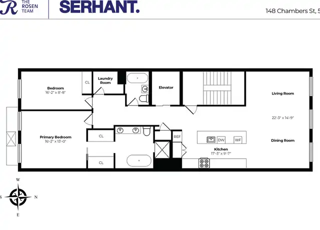 Property at 148 Chambers St #5, New York, NY, 10007, 2 beds, 2 baths, [object Object]